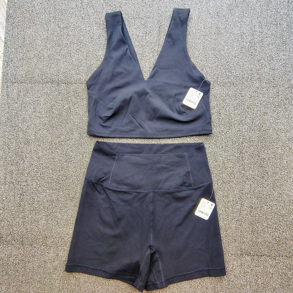 New Free People Movement Womens Size L Black Sports Yoga Bra And Shorts